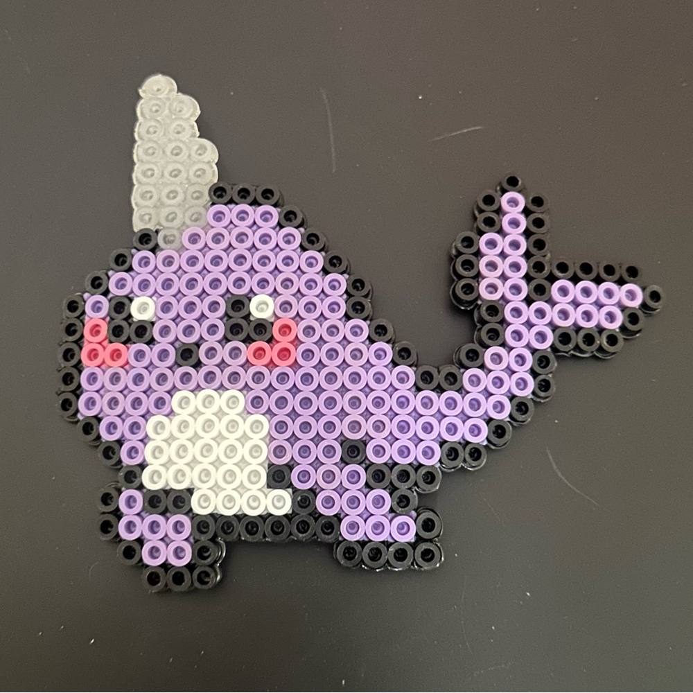 Narwhal Perler bead magnet
